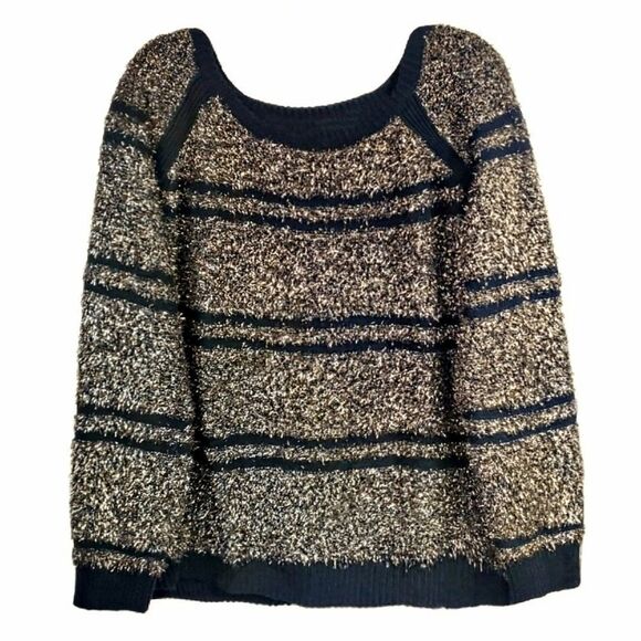 Ruby Rd. Sweaters - Shiny metallic tinsel-striped sweater by Ruby Rd. / Women's X-Large Extra Large